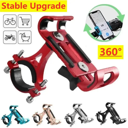 NEW Arrivals Gold/Gray Color Metal Motorcycle Bike Phone Holder Aluminum Alloy Anti-Slip Bracket GPS Clip Universal Bicycle Stand Support for All Smartphones