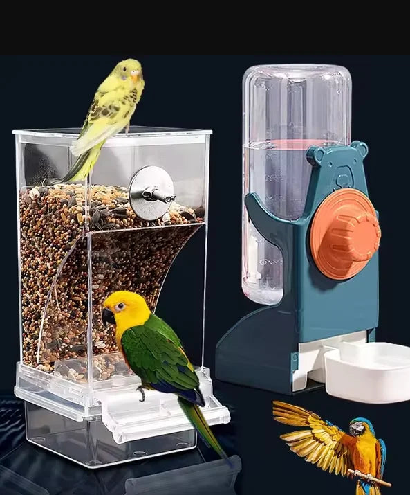 1pc/2pcs Bird Feeder Water Dispenser Automatic Parrot Feeder Cage Clear Parakeet Seed Container Food Feeder Drinker For Cage