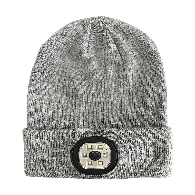 NEW Arrivals 4 Colors Handsfree Warm Beanie Bluetooth 5.0 LED Hat Wireless Stereo Headset Music Player With MIC Support Dimming Rechargeable Battery Sports Accessories