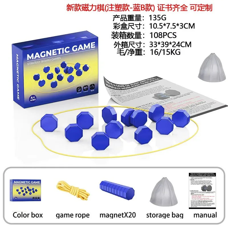 10 Colors Family Party Games Magnetic Stones Chess Game Interactive Magnet Board Strategy Game for Kids Adults High Quality Longest Side 3.4cm Home Games