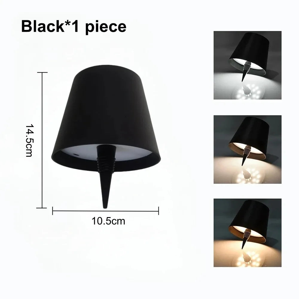 1 pcs Wireless Bottle Lamp, Metal Wine Bottle Light with 3 Color Light Dimming, Waterproof Bottle Touch Lamp Head for Room, Bar