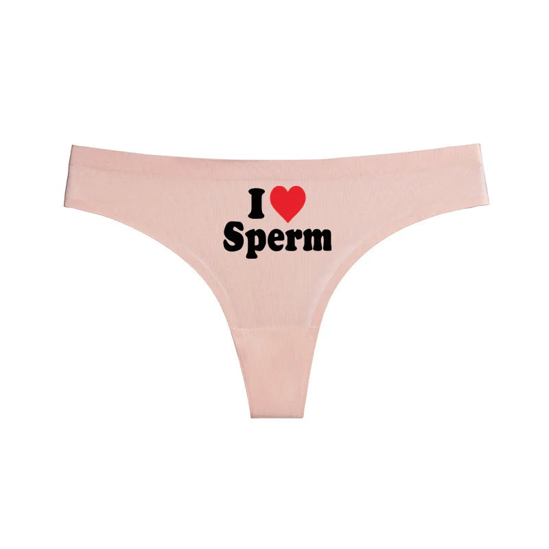 NEW Arrivals *I LOVE SPERM* Women Sexy Thongs Lingerie  G-String Plus Size Temptation Panties Underwear Sexy Accessories for Woman