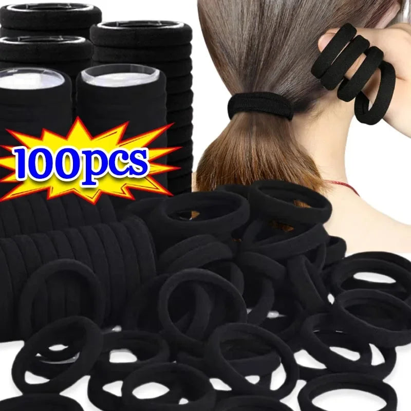 NEW Arrivals 200 PCS Set White/Coffee/Black Color Hair Bands for Women Girls Hairband High Elastic Rubber Band Hair Ties Ponytail Holder Scrunchies Accessories Women Hair Care Products