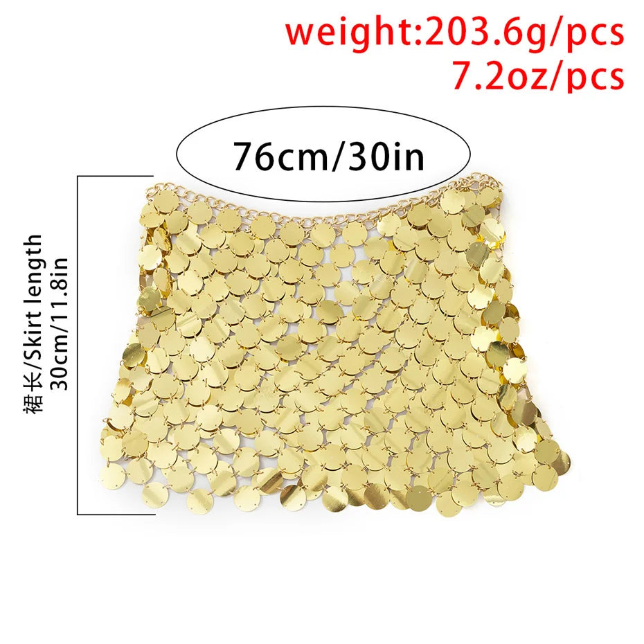 NEW Arrivals Black/Silver/Gold 2PCS Set Sexy Acrylic  Sequin Chest Bra Chain Dress Nightclub Party Show Festival Outfit Dance Costume Stage Wear Body Jewelry