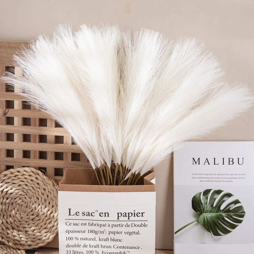 5/10Pcs Artificial Pampas Grass Flowers Bouquet Fake Plant for Home Decor Garden Wedding Decoration Outdoor Garland Vase Decor