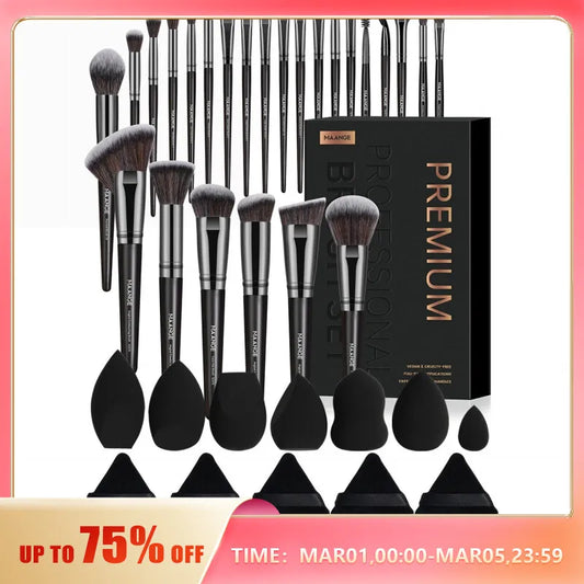 25Pcs Makeup Brush Set with 12Pcs Powder Puff Concealers Foundation Eyeshadow Brushes Sponge Set Fluffy Beauty Tools