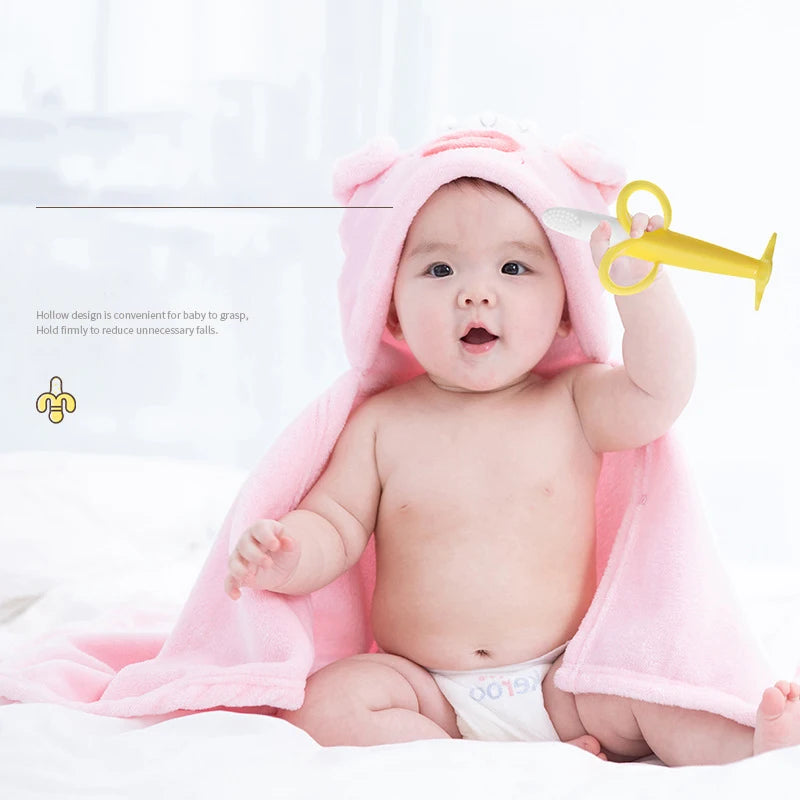 2 PCS Set Baby Medical Silicone Teething Training Toothbrush BPA Free Banana Shape Safe Toddle Teether Chew Toys Teethers Soothe Babies Gums
