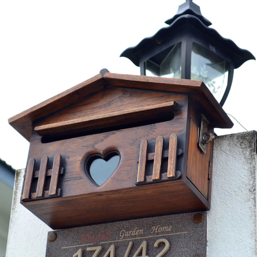 Wooden Mailbox Outdoor Waterproof Suggestion Box Letter Envelopes Post Box for Home School Office Company 10 x Exterior house