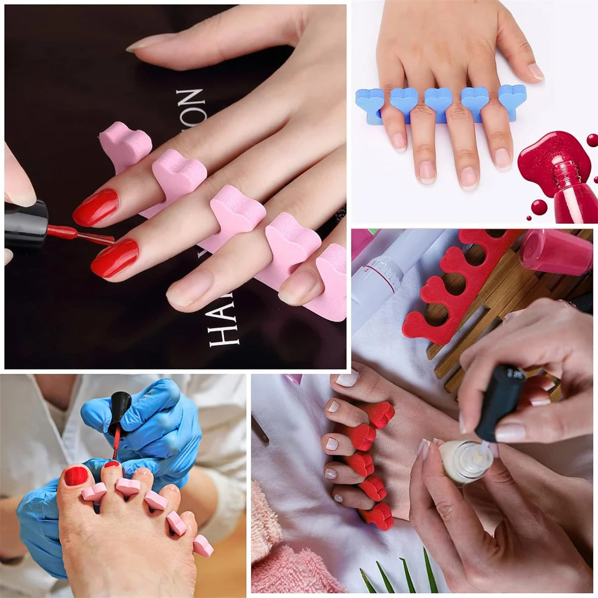 100pcs/50pairs 3 Colors Sponge Toe Finger Separator Manicure Set Toe Splitte for Nail Polish Enhancement Painting and Polishing Tools