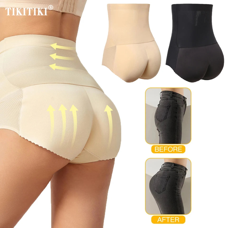 S-2XL High Waist Women Girls Underwear Slimming Tummy Control Body Shaper Fake Ass Butt Lifter Briefs Lady Sponge Padded Butt Push Up Panties Female Ladies High Quality Fashion Underwear Supplies