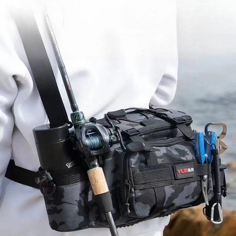 NEW Style Multi-Pockets Thickened Fishing Gear Top Quality Shoulder Bag Portable Fishing Rod Holder Bait Line Box Storage Outdoor Sports Bag Angling