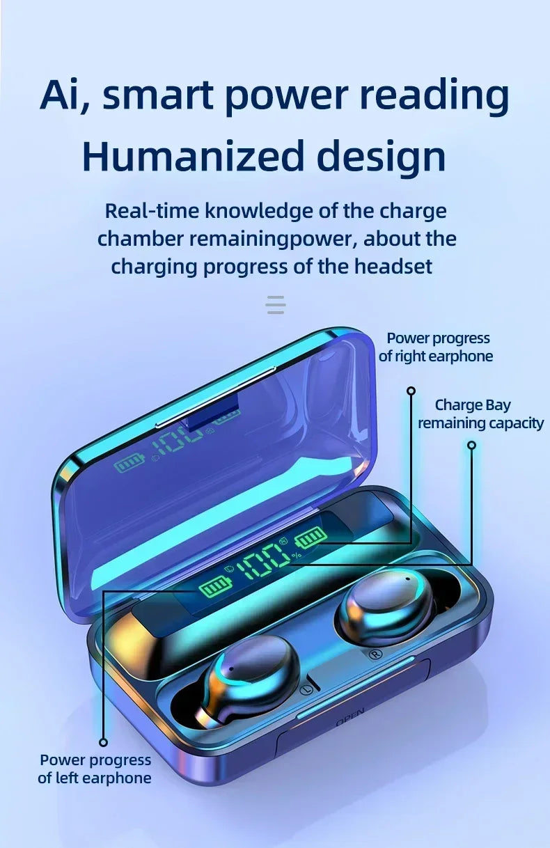 F9 Sport Wireless Earphones Bluetooth Stereo Headphones Noise Reduction Waterproof Earbuds with Microphone