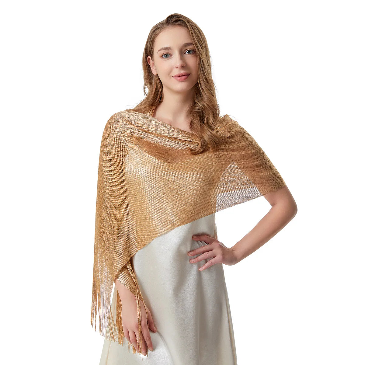 NEW Arrivals Black/Gold Fashion Bright Silk Sunscreen Shawl Hijab Gold  Shiny Scarves For Women Lace Tassel Party Evening Dress Scarf