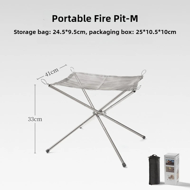 NEW Set Portable Fire Pit Durable Outdoor Camping BBQ Mesh Fireplace Steel Backyard Rack Fire Quick Assembly Net Camping Grill Net