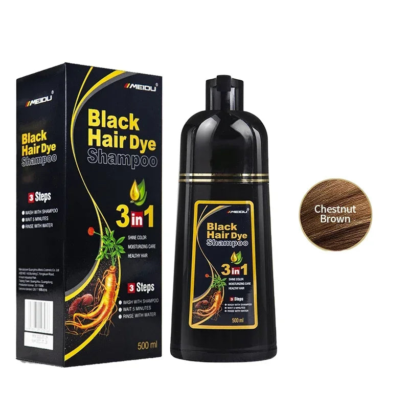 NEW 500ml Korean Hair Dye Shampoo 3 in1 Darkening Hairs Instant Gray To Black Polygonum Multi-Florum Natural Coloring Cover Men Women Hair Care Supplies