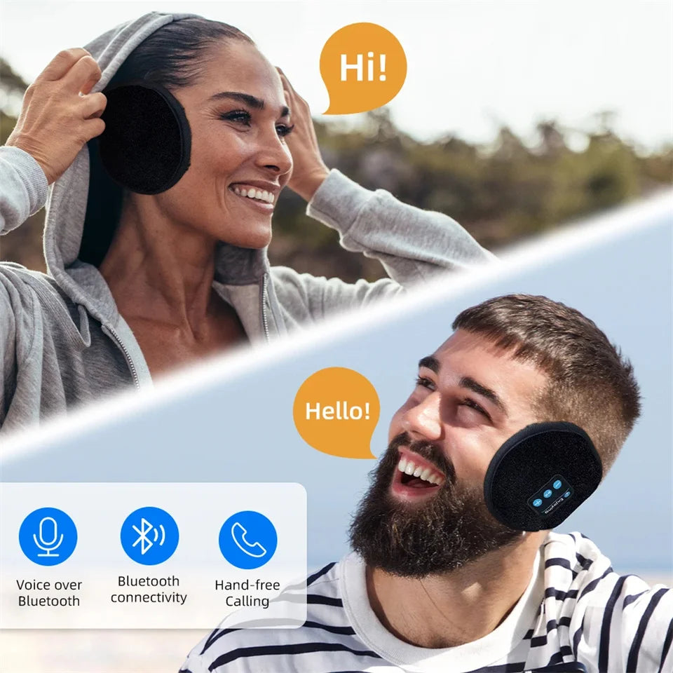NEW Arrivals Wireless Black Ear Muffs Bluetooth Headphones Earmuffs Winter Earplug Casual Cap Sports Cycling Running Hiking  Riding Warmer Earmuff Men Women Music Earphones