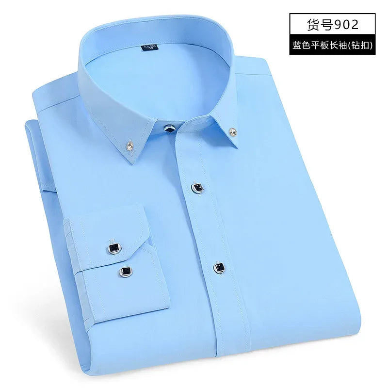 10 Colors S(60KG) 5XL(90KG) UK Plus Size New Men's Whit Shirt High End TikTok Popular Clothes Short Sleeve Long Sleeve Casual Suit Bottom Shirts