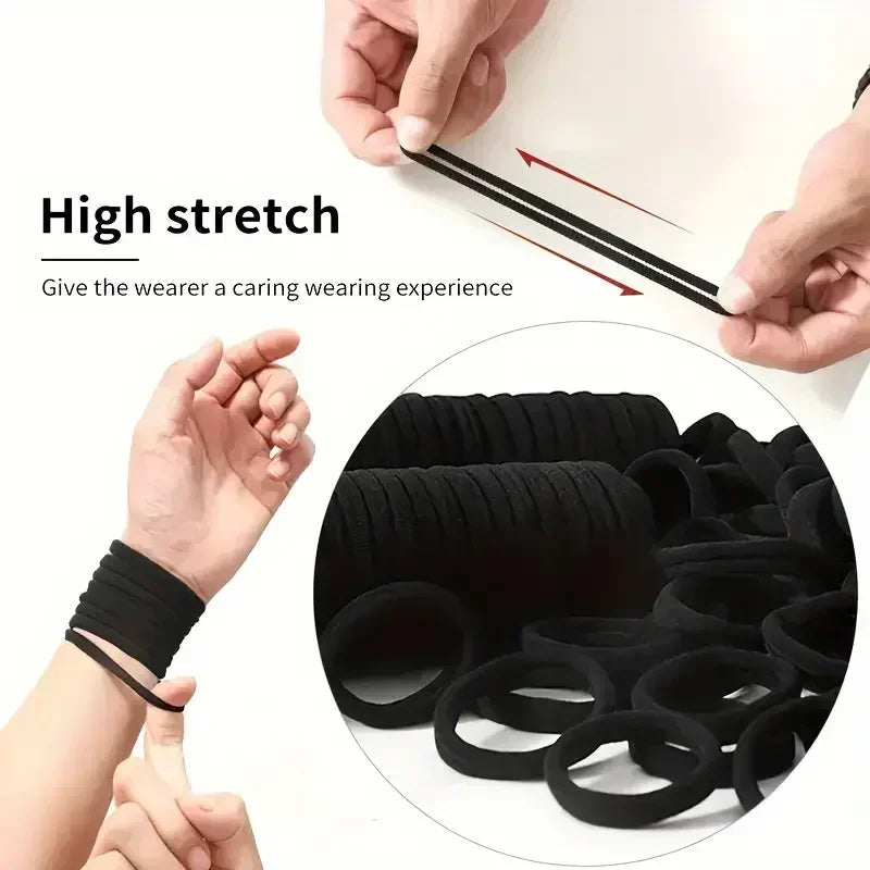 NEW Arrivals 200 PCS Set White/Coffee/Black Color Hair Bands for Women Girls Hairband High Elastic Rubber Band Hair Ties Ponytail Holder Scrunchies Accessories Women Hair Care Products