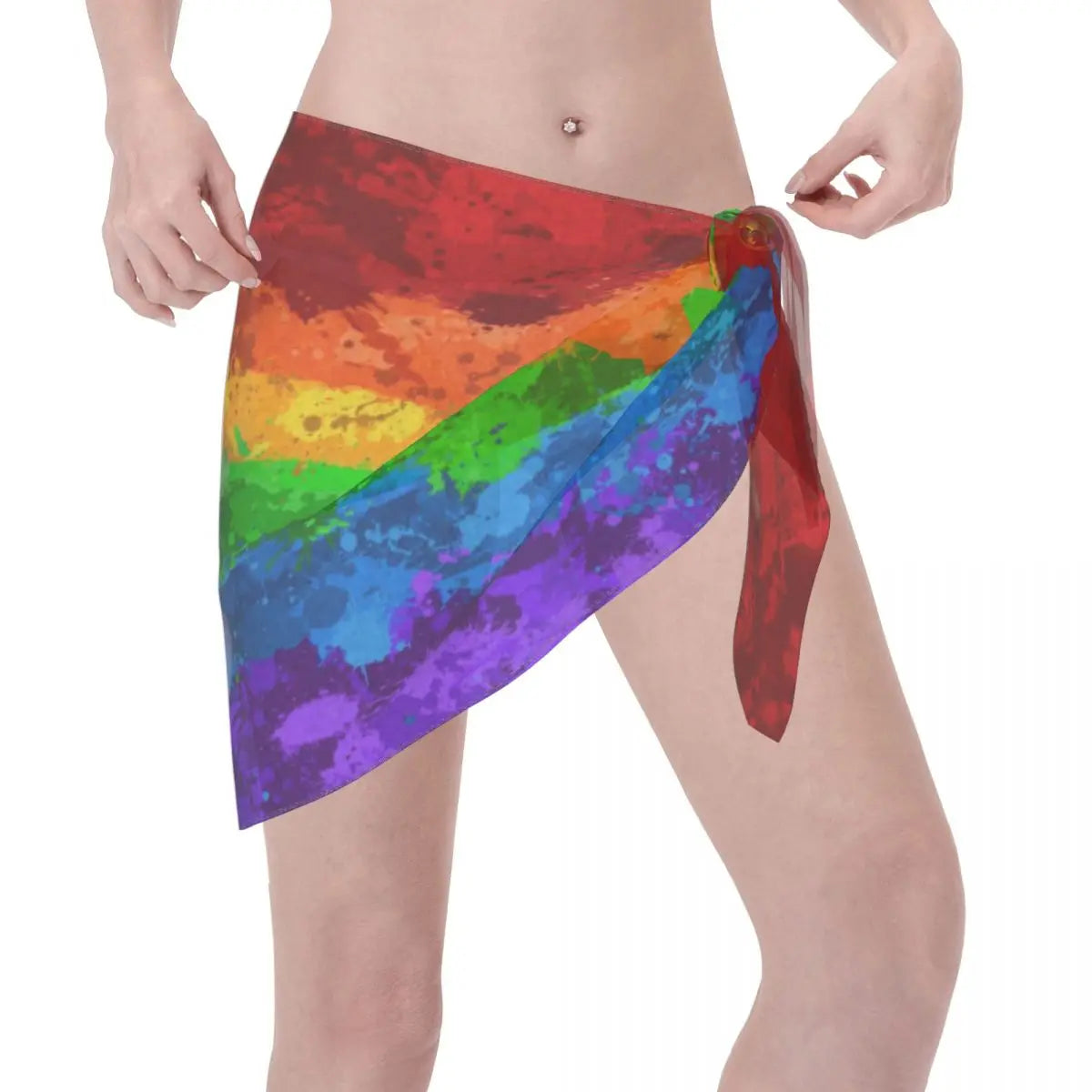 Sexy Chiffon Swimwear Pareo Scarf Rainbow Paint Flag Lgbt Beach Cover Up Wrap Sarong Skirts Beachwear Swimsuit Bikini Cover-Ups