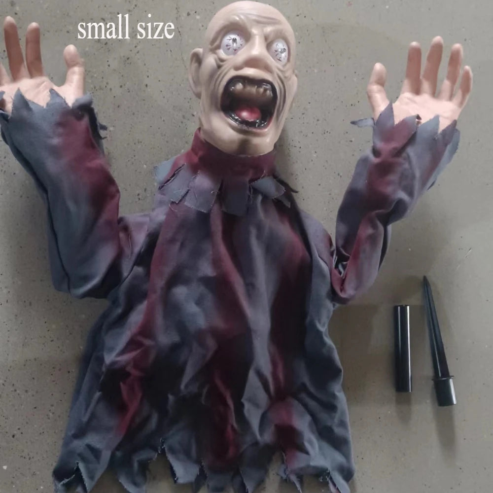 Creepy Zombie Lawn Stake Garden Horror Theme Party Favors Patio Prop Voice Control Swing Ghost Halloween Decoration Scary Doll