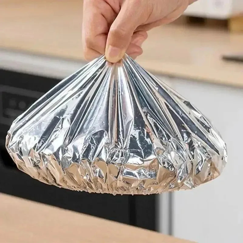 300 PCS Set Home Travel Camping Picnic Aluminum Foil Bowl Wraps Cover Kitchen Food Preservation Wraps Reusable Aluminum Foil Film Covers Food Fresh-Keeping Insulation Bags