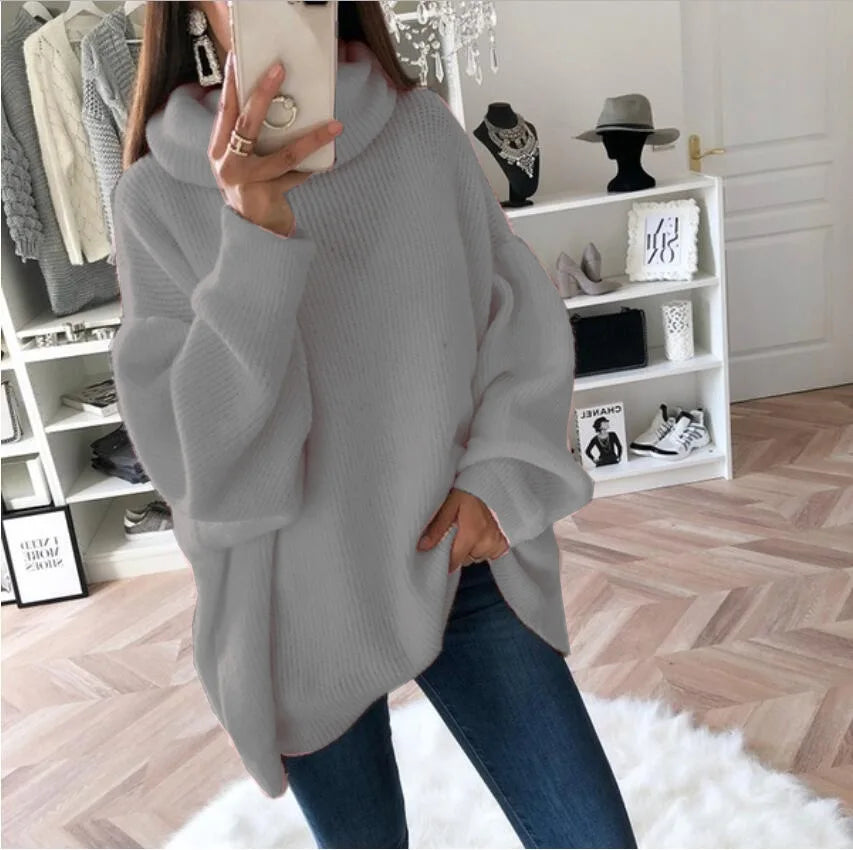 NEW Arrivals UK Size 4 Colors Autumn And Winter Turtleneck Sweater Oversized Women Warm Knitted Pullovers Female Casual Loose Long Sleeve Tops Jumper