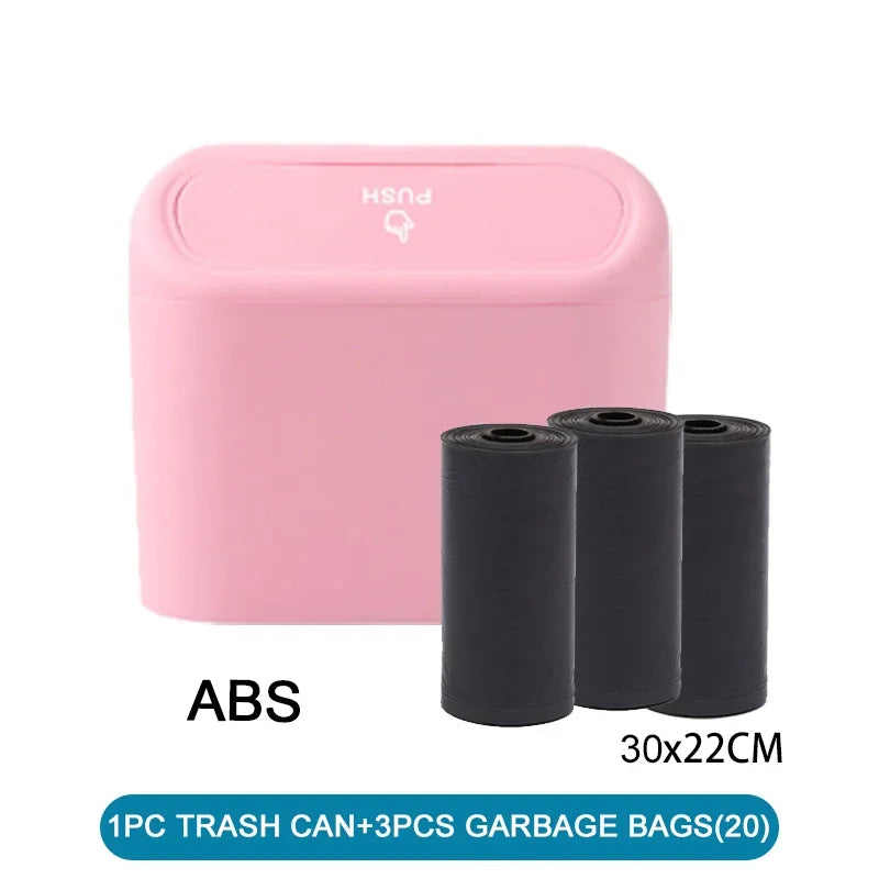 NEW Blue/White Color Car Trash Can (with Lid) Contains 60 (300) Garbage Bags, Small Car Trash Can, Leak-Proof Mini Car Cleaning Accessories