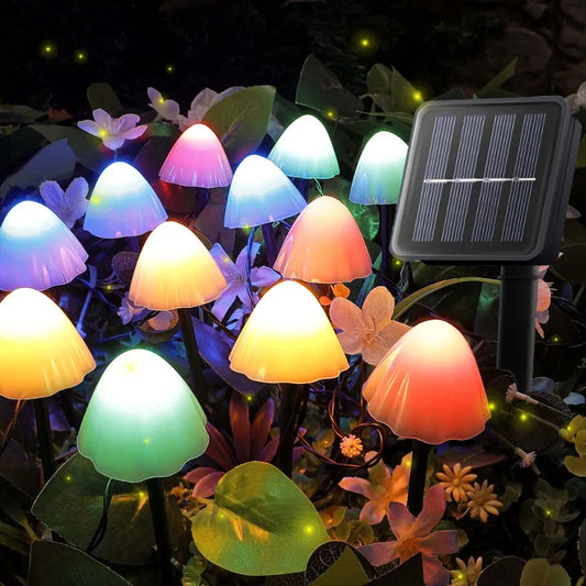 6,5M 30 LED Solar Lights String Mushroom Lawn Fairy Lights LED Solar Lamps Outdoor For Garden Patio Terrace Path Landscape Decoration Lamps