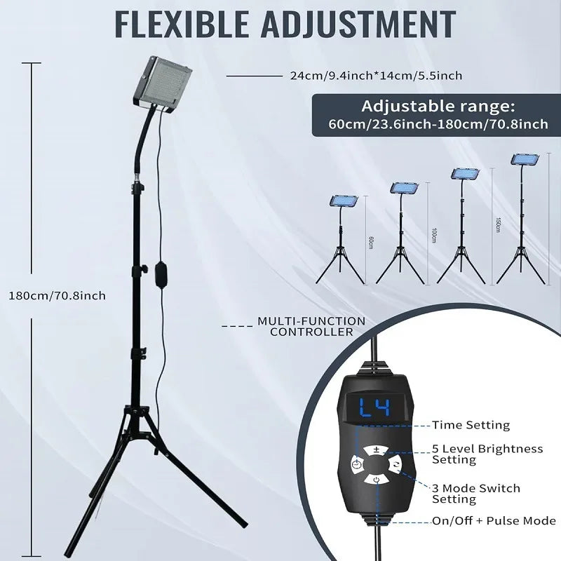 UV Solarium Lamp for Tanning Body Adjustable Stand，460nm&480nm Purple Light Ultraviolet Tanning Device for Skin Care Tanning