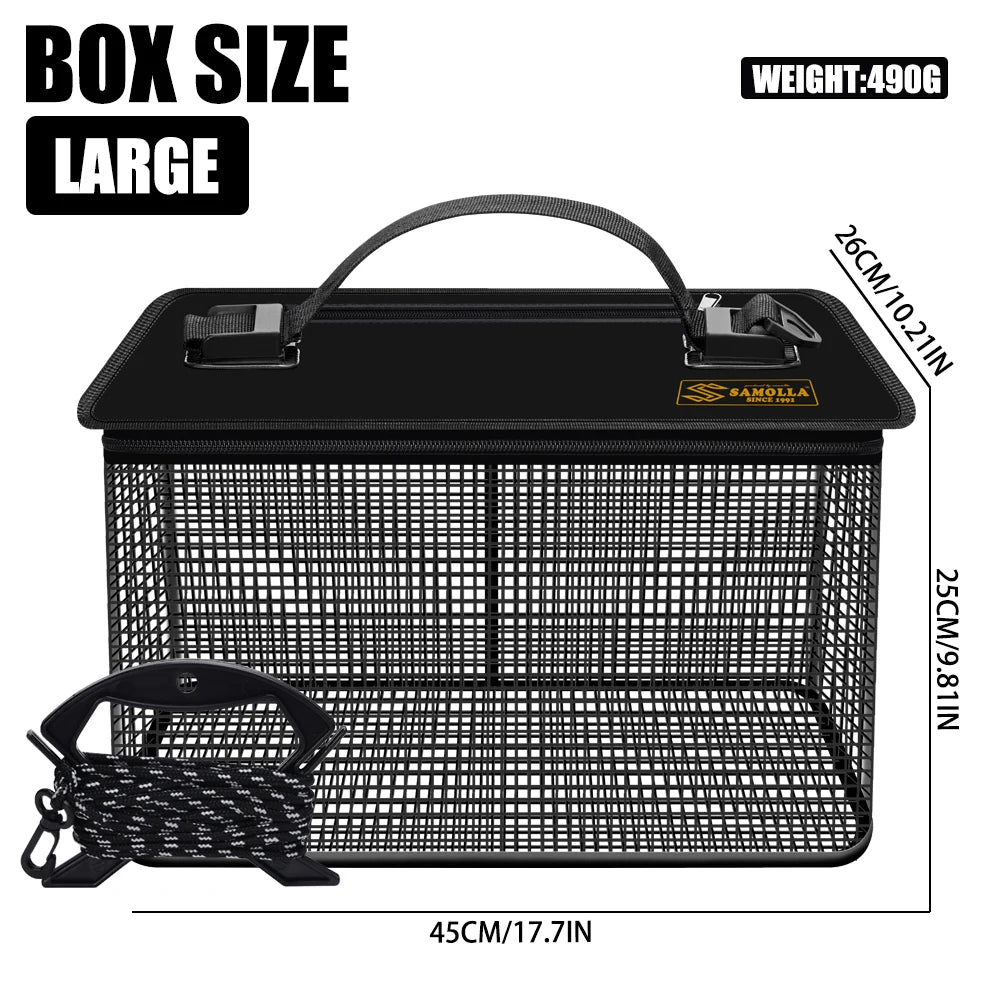 Small  Large Capacity Professional Fishing Protection Live Fish Bucket Box Portable Quick Drying  Bucket Outdoor Fishing Gear Collapsible Fishing Net Cage