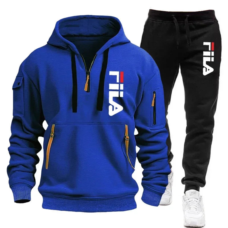 NEW Arrivals 2PCS Set S-3XL 4 Colors Spring and Autumn Street Men's Zipper Hoodie + Pants Outdoor Running Hiking Gym  Multi-Pocket Men's Casual Pullover Suit Sports Apparel Products