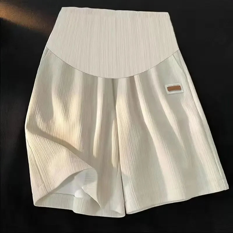 NEW Arrivals M-3XL Plus Size Black/Apricot/Light Green Maternity Shorts Summer Outdoor Hiking Thin Ice Silk Wide Leg Pants Loose Casual Straight Leg Mother Pregnancy Sports Clothing Supplies