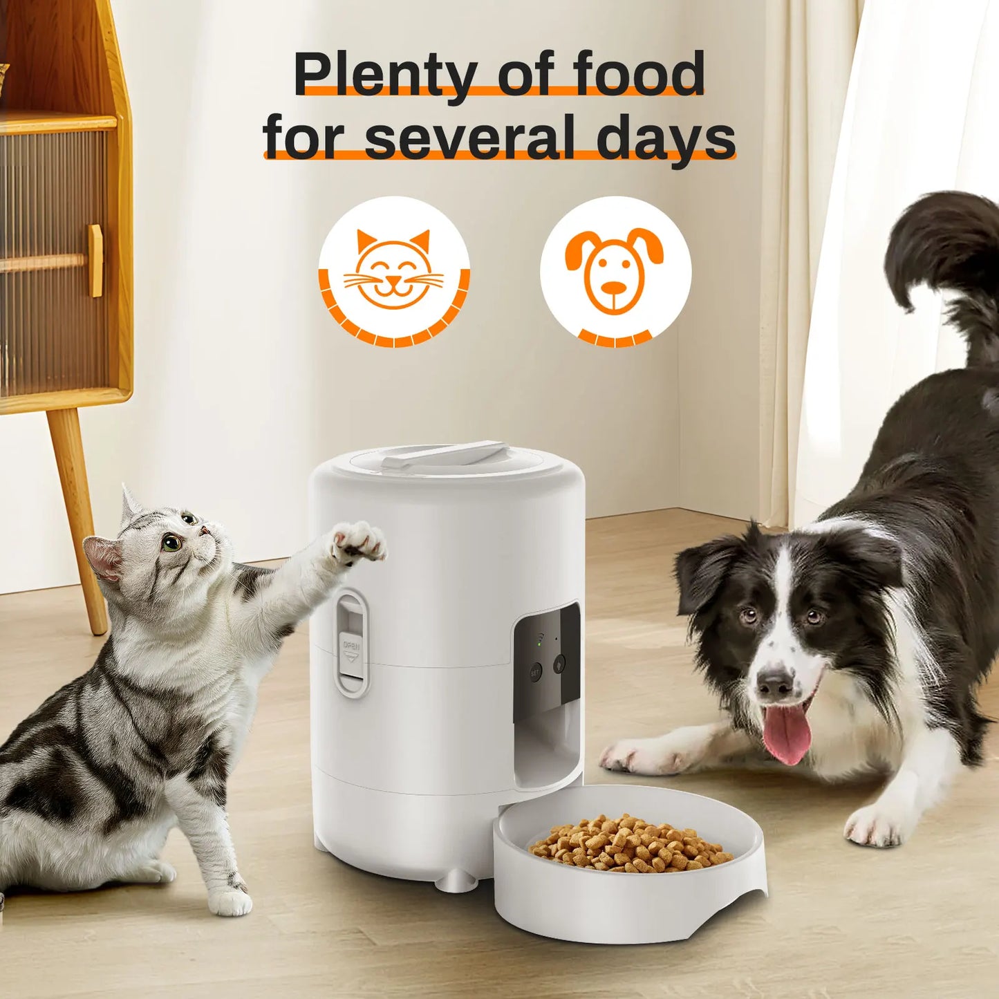 NEW Arrivals Wi-Fi + Camera Black/White Color 2L Pet Feeder Timing Smart Automatic Dog Pet Feeder For Cats Dog Button WIFI APP Camera Intelligent Dry Food Dispenser Dog Bowl Pets Supplies