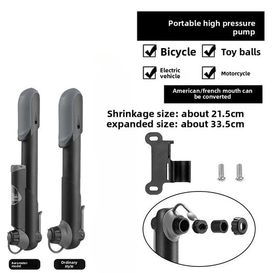 NEW Arrivals Bicycle Mini Pump Battery Car Mountain Bike Road Bike Portable Beauty Mouth French Mouth Air Pump Outdoor Riding Equipment Bicycle Parts Accessories