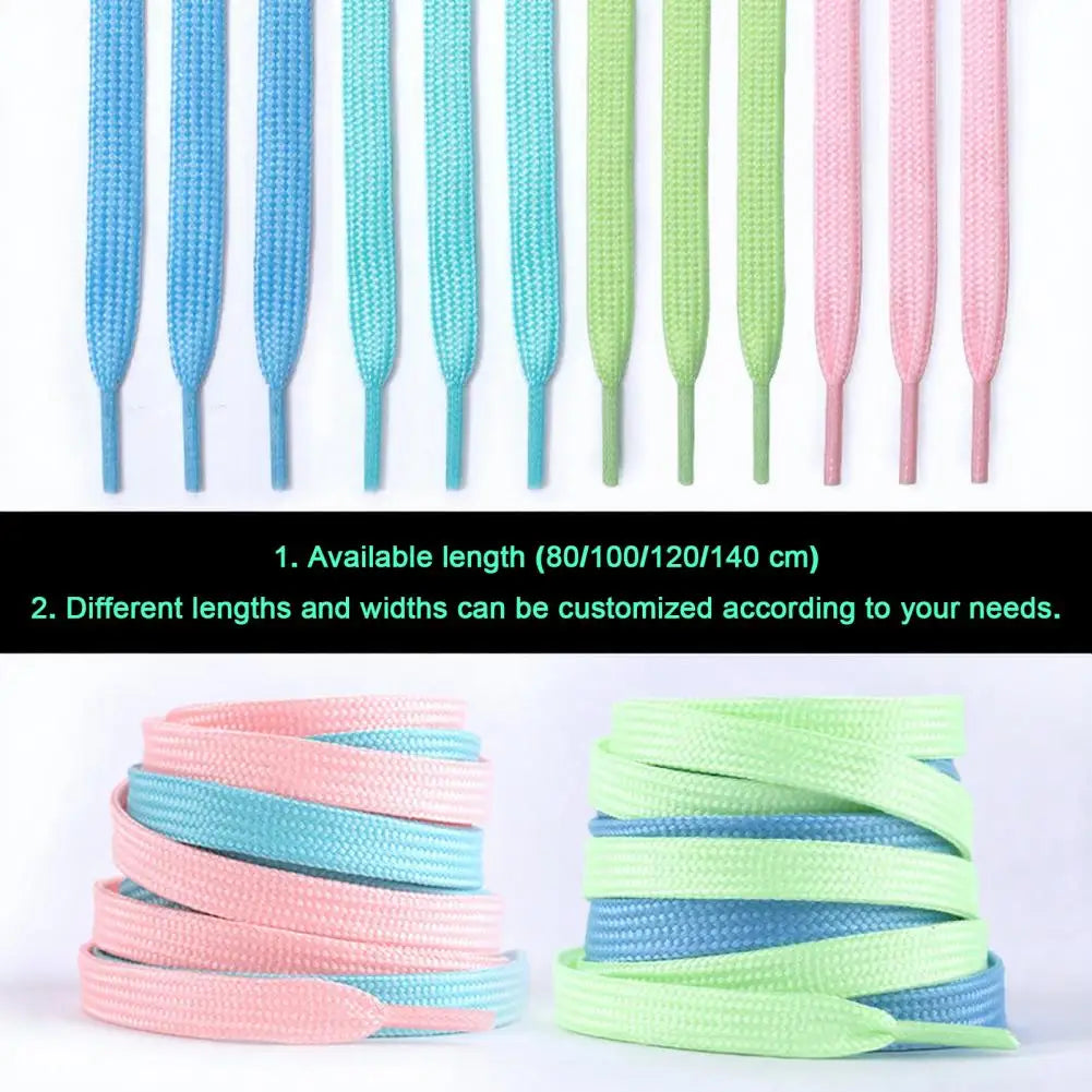 80-140cm 7 Colors Glow in the Dark Luminous Shoelaces Rave Dance Party Night Clubwear  Fluorescent Flat Replacement Shoe Laces for Sneakers Boots Athletic Footwear Accessories