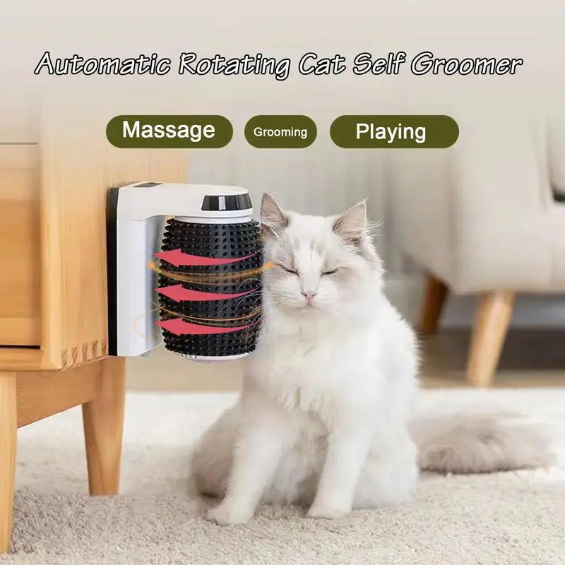 Creative Cat Self Groomer With Catnip Automatic Rotating Cat Massager Wall Corner Groomers Smart Self Cleaning Cat Brush