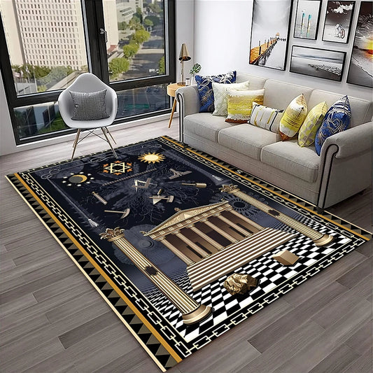 20 Types/Colors Large(230x160cm) Small(80x150) SECRET SOCIETY  Illuminati Ring Carpet Rug for Home Living Room Bedroom Sofa Doormat Decor, Non-Slip Floor Mat Masonic Floor Apparel Supplies