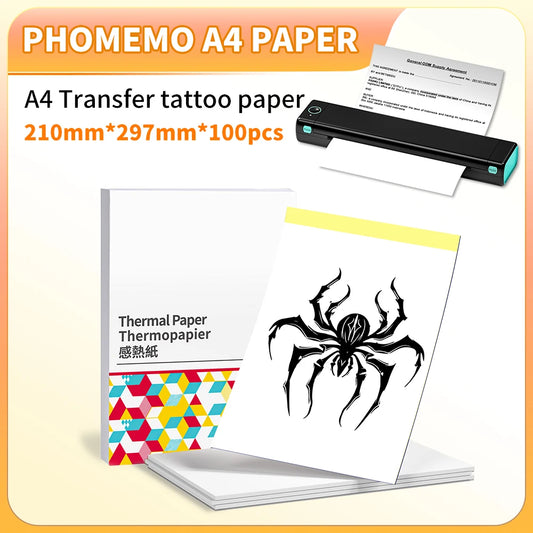 NEW Arrivals 100-200PCS Set Original PHOMEMO Thermal Printer Paper 8.5 x 11 Inch, Advanced Thermal Printing, Thermal Paper Compatible with M08F-Letter, M832, M834 Tattoo Photos