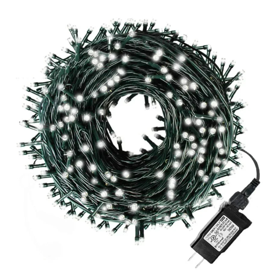 NEW Arrivals Green Wire String Lights Outdoor 20M 50M 100M Plug in Christmas Garland Light Waterproof LED Fairy Light 8 Modes for Tree Decor Christmas New Year Eve Accessories Supplies