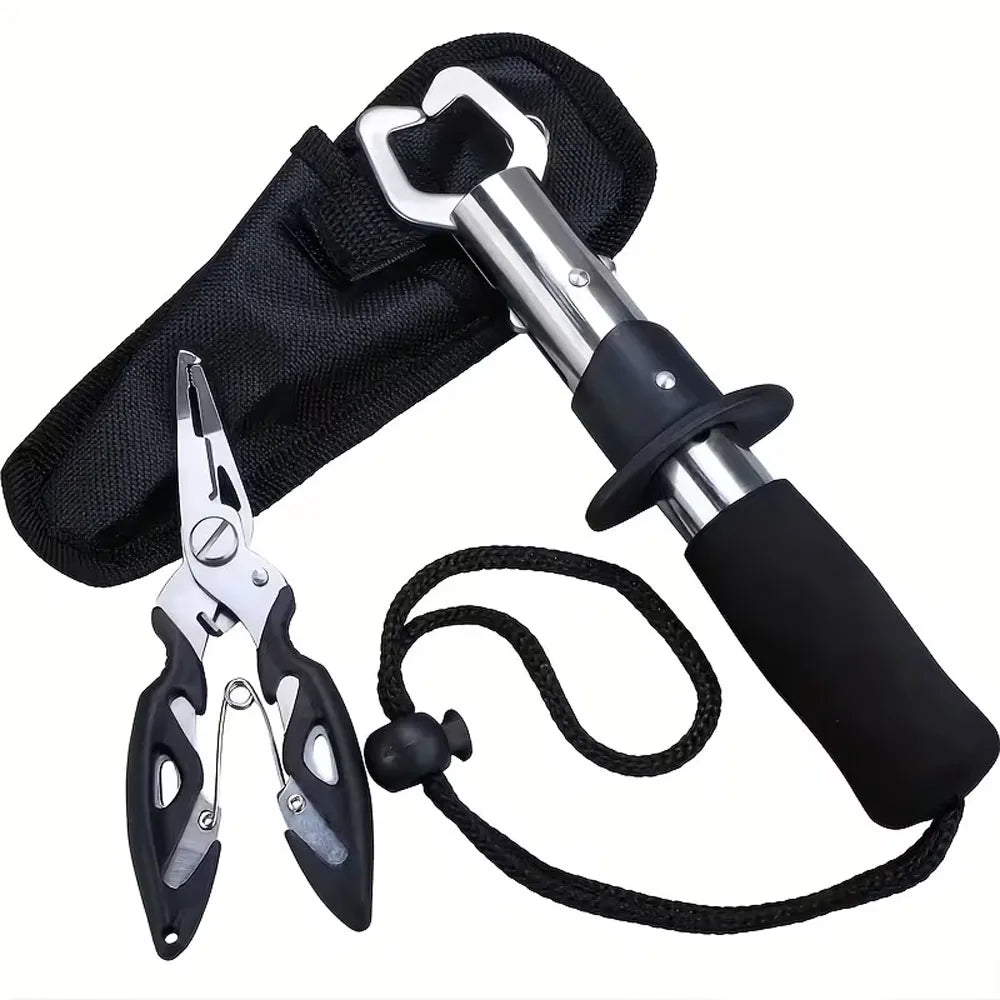 1 Set Stainless Steel Fish Gripper Grip(16.76 cm)+ Pliers(10.92 cm) Fishing Tackle Controller Fish Plier Fishing Tools