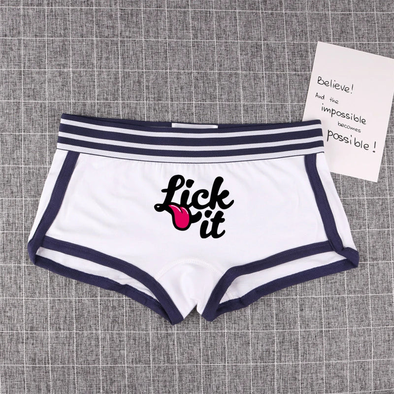 NEW Arrivals *Lick It* Tongue Cotton Underwear for Women New Girls Boxer Shorts Female Boyshorts Panties Breathable Women's Intimates Summer Beach Bar Girls Streetwear Shorts
