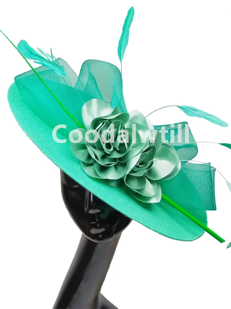 15 Colors Flower Big Royal Ascot Race Ladies Fascinator Luxury Hat Elegant Women Evening Wedding Party Business Dinner Opera Concert Red Carpet Headpiece Bride Wedding Headwear Apparel Accessories