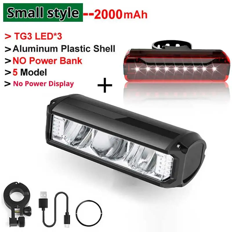 NEW Arrivals Powerful Set Bicycle Light Front 10000 Lumen Bike Light 10000mAh Waterproof Flashlight USB Charging MTB Road Cycling Lamp Accessories