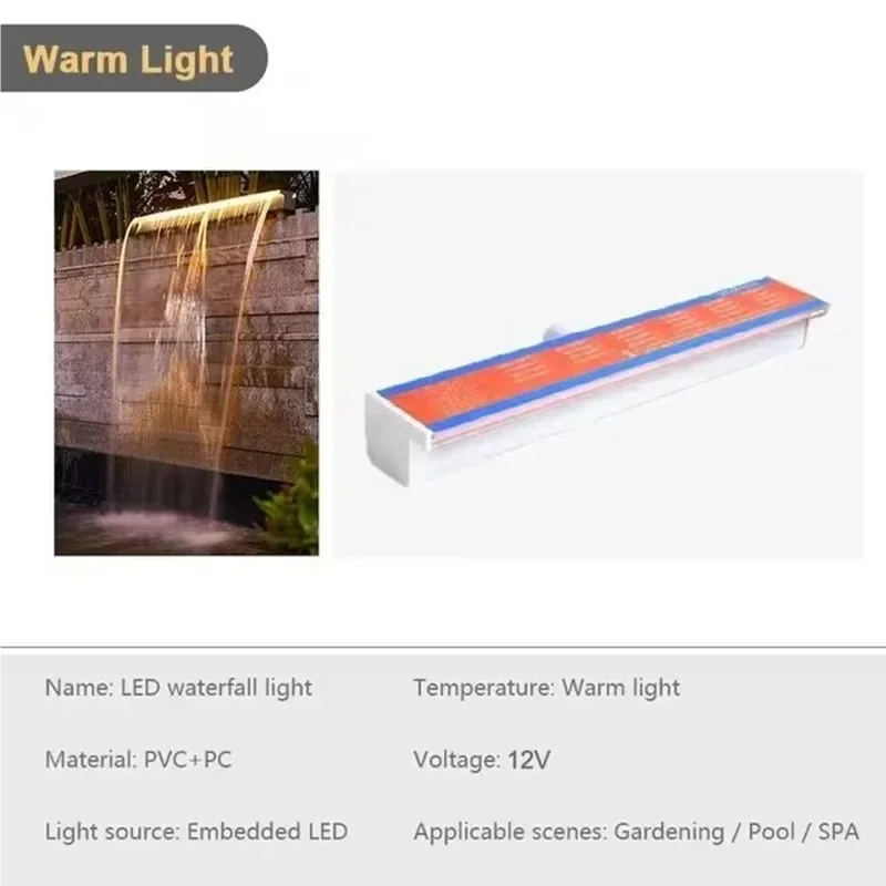 NEW 120CM RGB Remote Control 8 Colors EU/US Plug with Bulbs Automatic Underwater Waterfall Blade Fountain Spa 30/60/90/120cm Water Descent Wall Sheer Descent Cascade Mounted Colorful