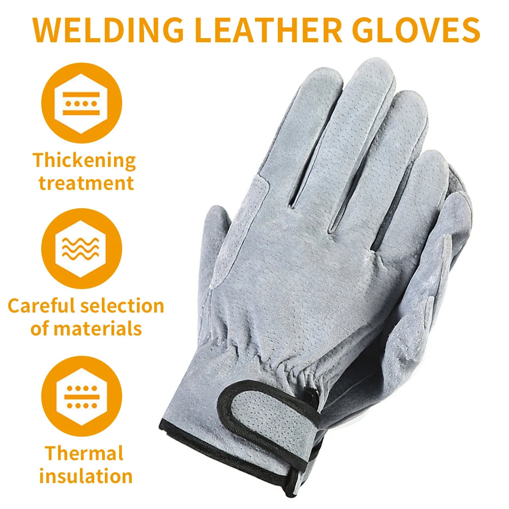 NEW Arrivals Gray Gloves Leather Sports Cycling Multifunction Workers Work Welding Safety Protection Garden Sports Motorcycle Driver Wear-Resistant Wood Cutting