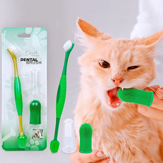3 PCS Set Dog Toothbrush Set Pet Toothbrush  Double Head Rotating Toothbrushes for Dog Teeth Cleaning Oral Care Cat Toothbrushes Pet Supplies