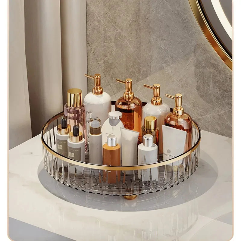 Kitchen Rotatable Seasoning Storage Rack with Multifunctional 360 Degree Seasoning Storage Rack, Light Luxury Fruit Plate