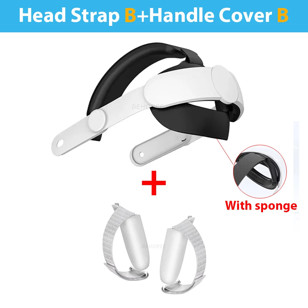 META Quest Set Upgraded Adjustable Head Strap For Quest 3/3S Replacement Headband For Quest 3S Comfort Wear Elite Strap Headwear VR Accessories