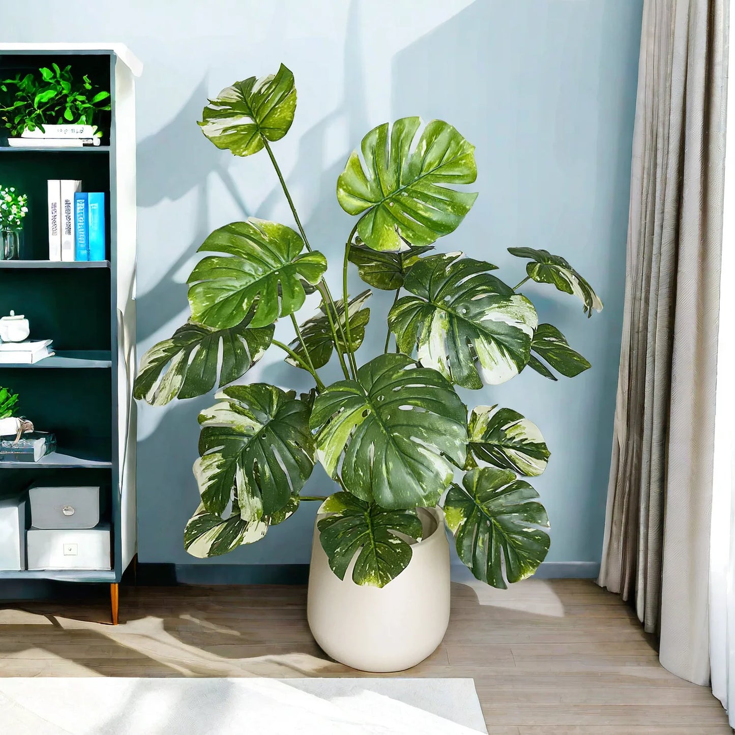 65/100cm Monstera Plant Plastic Leaf Small Fake Plant Potted Ornamental Indoor Artificial Plant for Home Decor Office