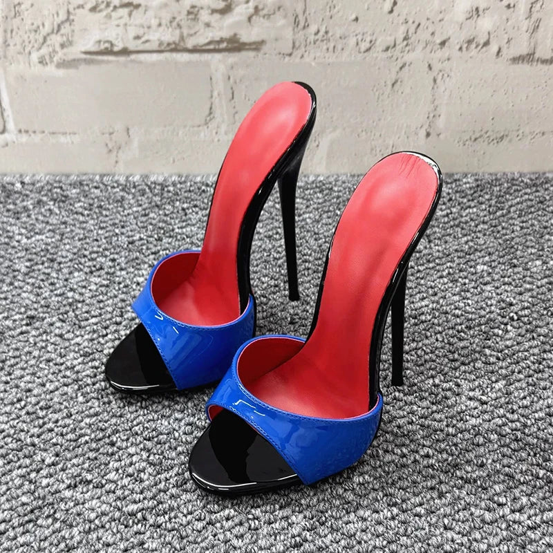 5 Colors UK (4-10) Size Chic Summer 16cm Slipper Slingback White Red inside Super High Heels Sandal Plus Size Fashion Women Fetish Cosplay Club Shoes